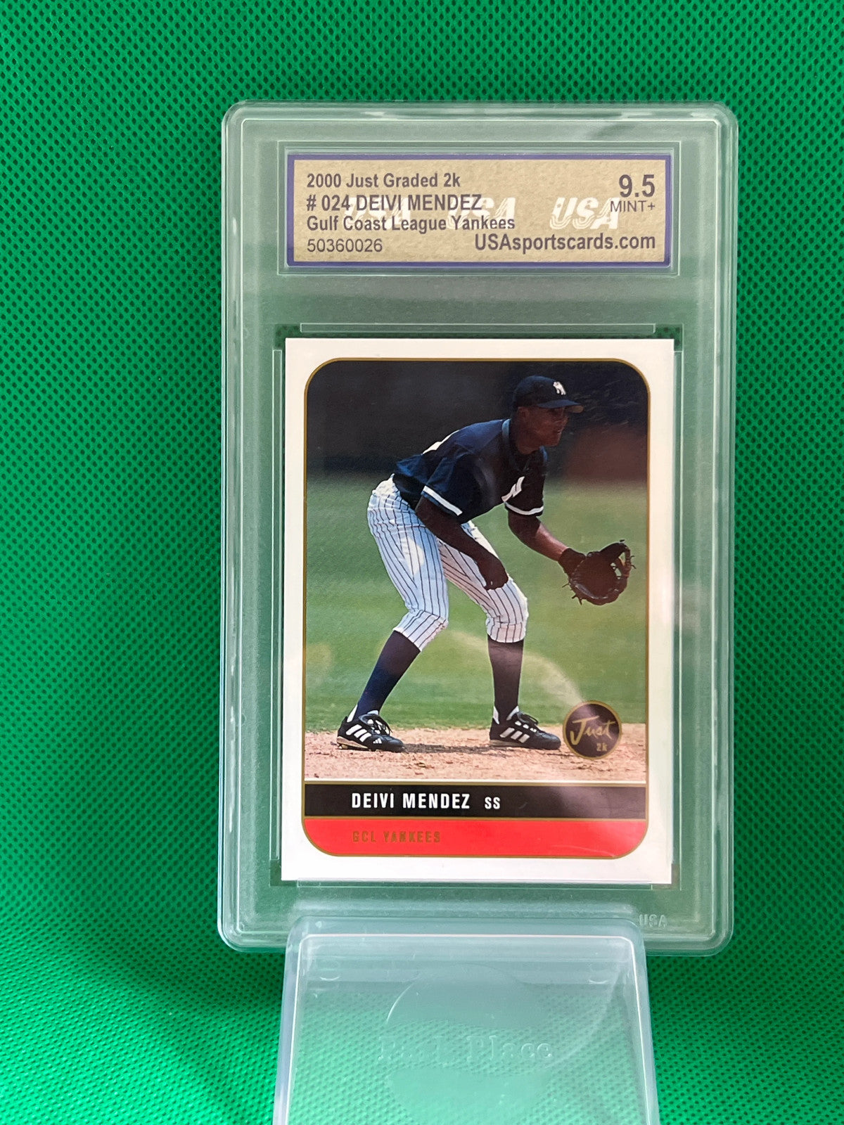 2000 Just Memorabilia Deivi Mendez #024 – USA Graded 9.5 Mint+ –New York Yankees