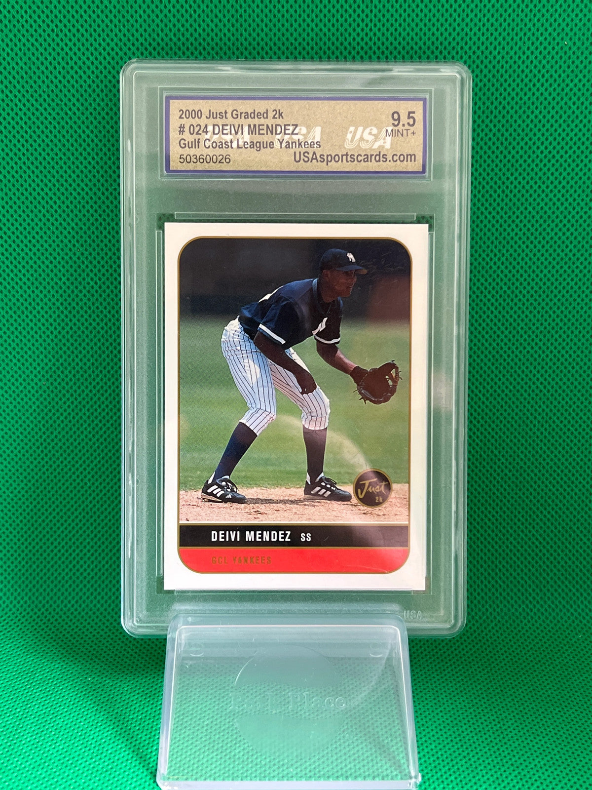 2000 Just Memorabilia Deivi Mendez #024 – USA Graded 9.5 Mint+ –New York Yankees
