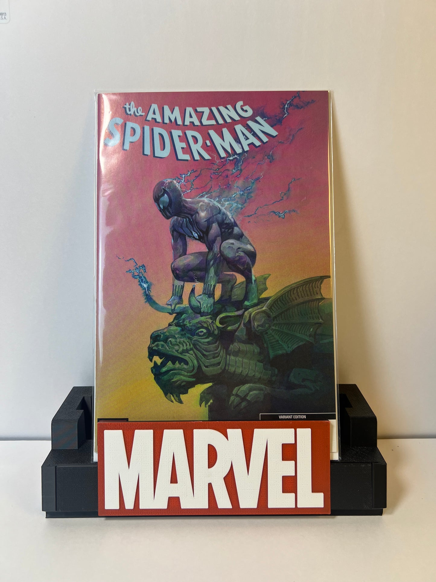 Amazing Spider-Man #14 (2022) Variant Cover - Symbiote Spider-Man on Gargoyle